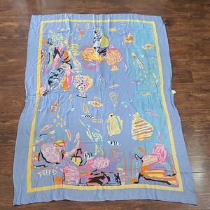 Ken Done Abstract Seashell Print Scarf in Lavender, Pink & Yellow Made In Austra